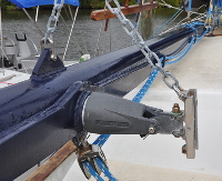 This is the yard gooseneck which will move in all directions to brace the sail to the wind.