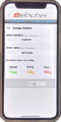 Through Bluetooth the winch data can be read on an I-phone.