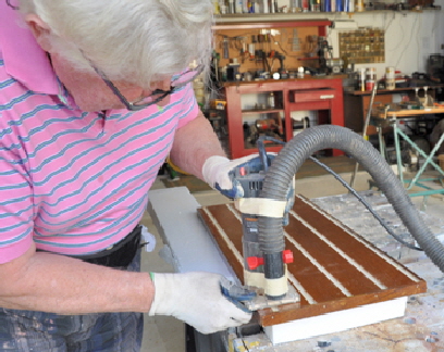 Routing the grooves for the Maple strips.