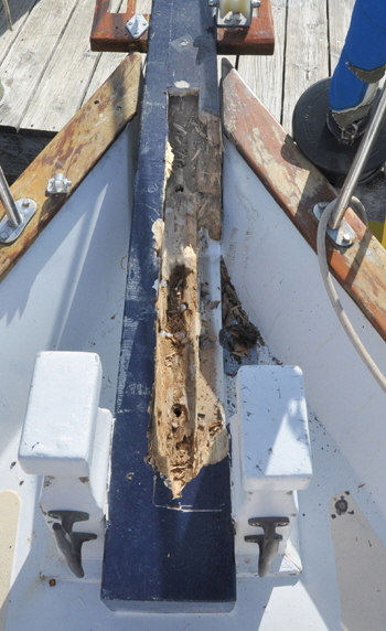 This shows the rotten bowsprit.