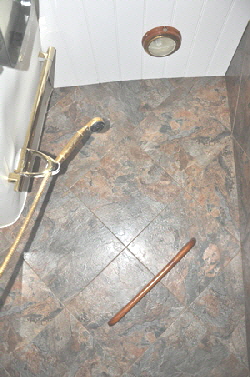 A shower was also installed with a seat and made waterpoof with caulked tiles.