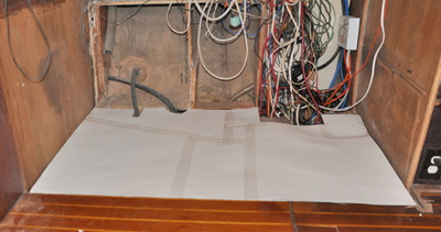 This is the cardboard template to cut the new floor.