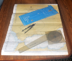 A chart, with instruments.