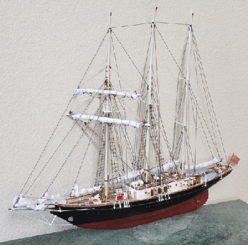 Roger made a model of Sir Winston Churchill. A three masted brigantine schooner. Roger made a model of Sir Winston Churchill. A three masted brigantine schooner.