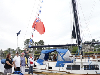 Hoisting the colors. 