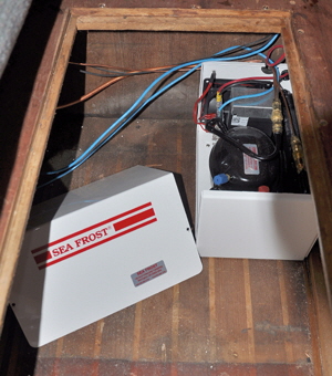 The freezer cabinet with all the equipment inside.
