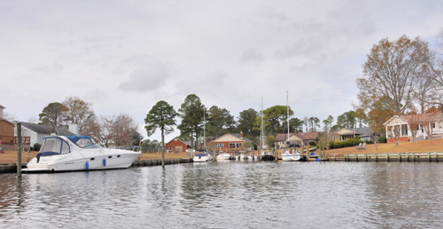 Boats at the bottom of the garden.