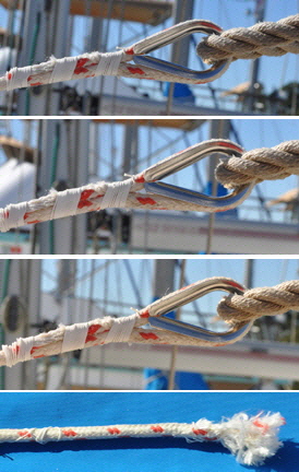 Testing the eye-splice to destruction with Britannia's windlass. 