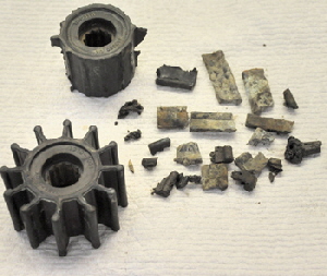 Bits of the old Impeller found in the engine pipes.