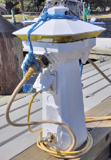 A typical shore power pedestal. A typical shore power pedestal.